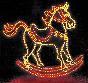 Our 14 foot rocking horse is a tradition at Memory Lane Light Display & Pleasant Ridge Farm in Ranoul, Kansas.